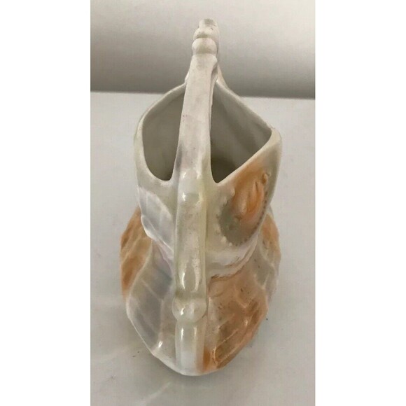 Vintage Porcelain iridescent pearl Trinket Container Vase With Handle 4" x 6" - Picture 4 of 11